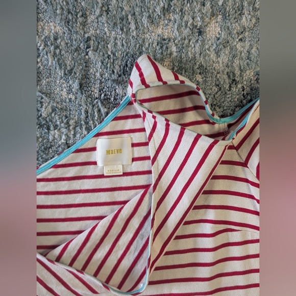 ANTHROPOLOGIE MAEVE Marketa one shoulder red striped dress medium - Picture 6 of 8